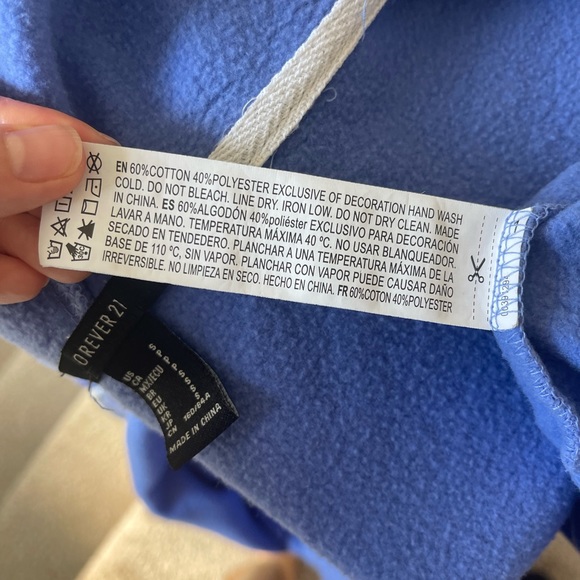 Forever21 purple blue cropped zip up hoodie preowned size small - Picture 7 of 7